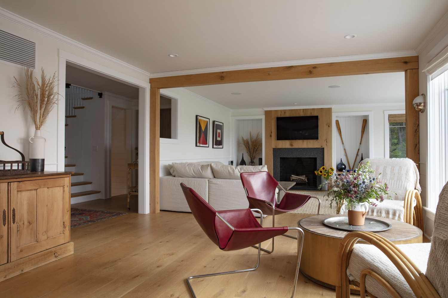 Water Hole blue door welcomes you. Build by Bruce Helier Builders.